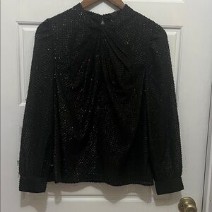 Ann Taylor Black Textured Blouse